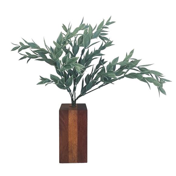 Vintage MCM Teak Birch Walnut Bud Vase Rectangle Pen Holder Handmade Wood Inlay - Picture 9 of 9